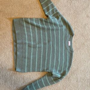 Pink lily boutique blue and green stripped sweater